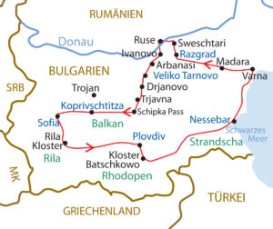 Karte Bulgarien Reise